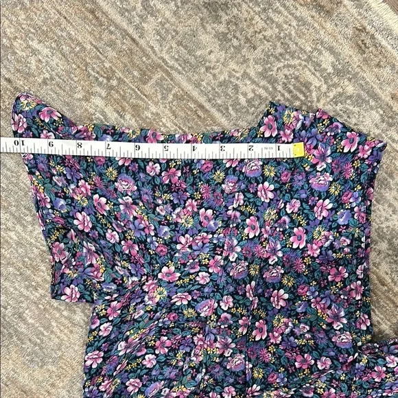 Karin Stevens V Neck Peter Pan Collar  Sheer Flutter Floral Purple Dress Size 10 - Picture 12 of 12